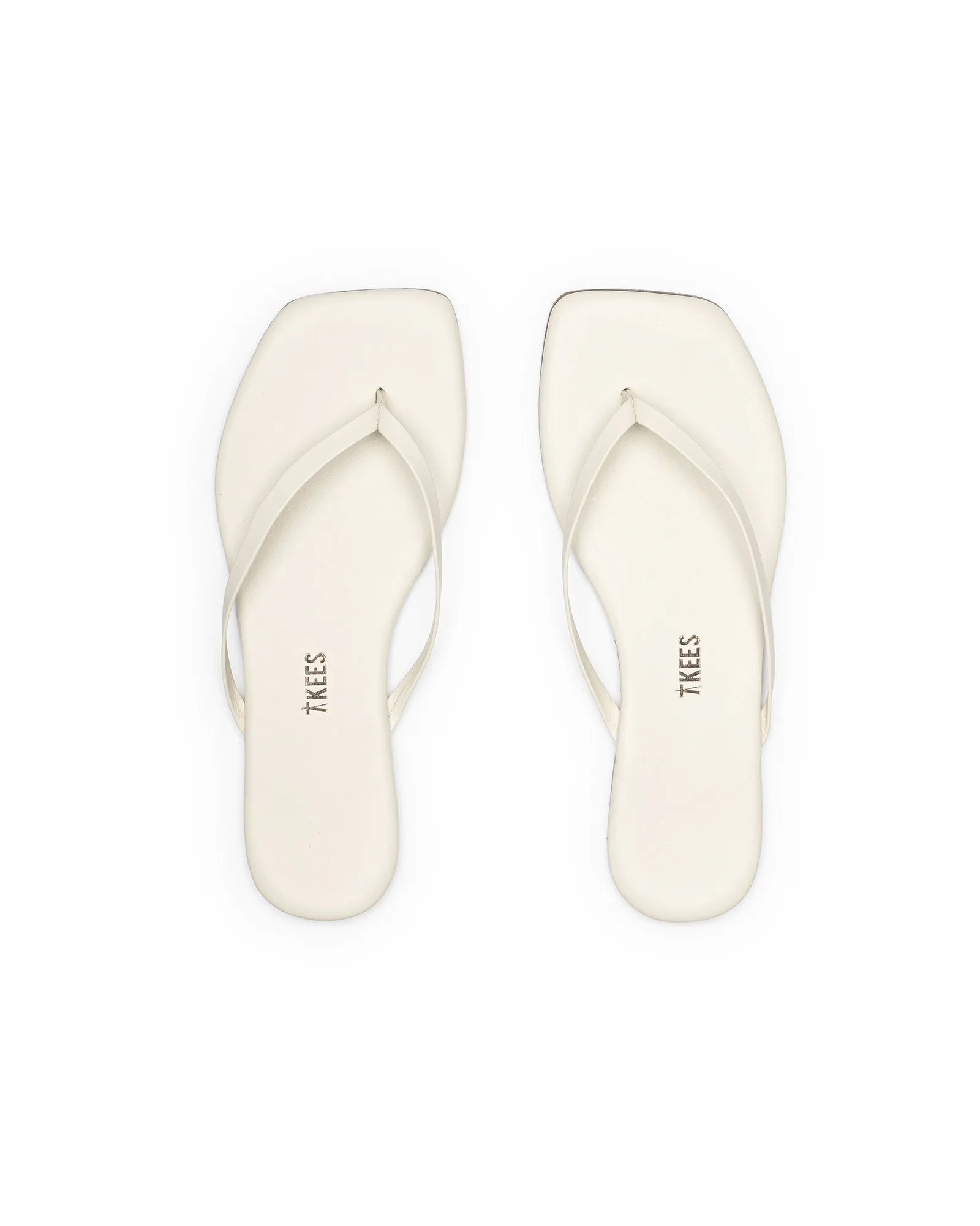 Tkees LILY square flip-flops from brazilian leather in Cream