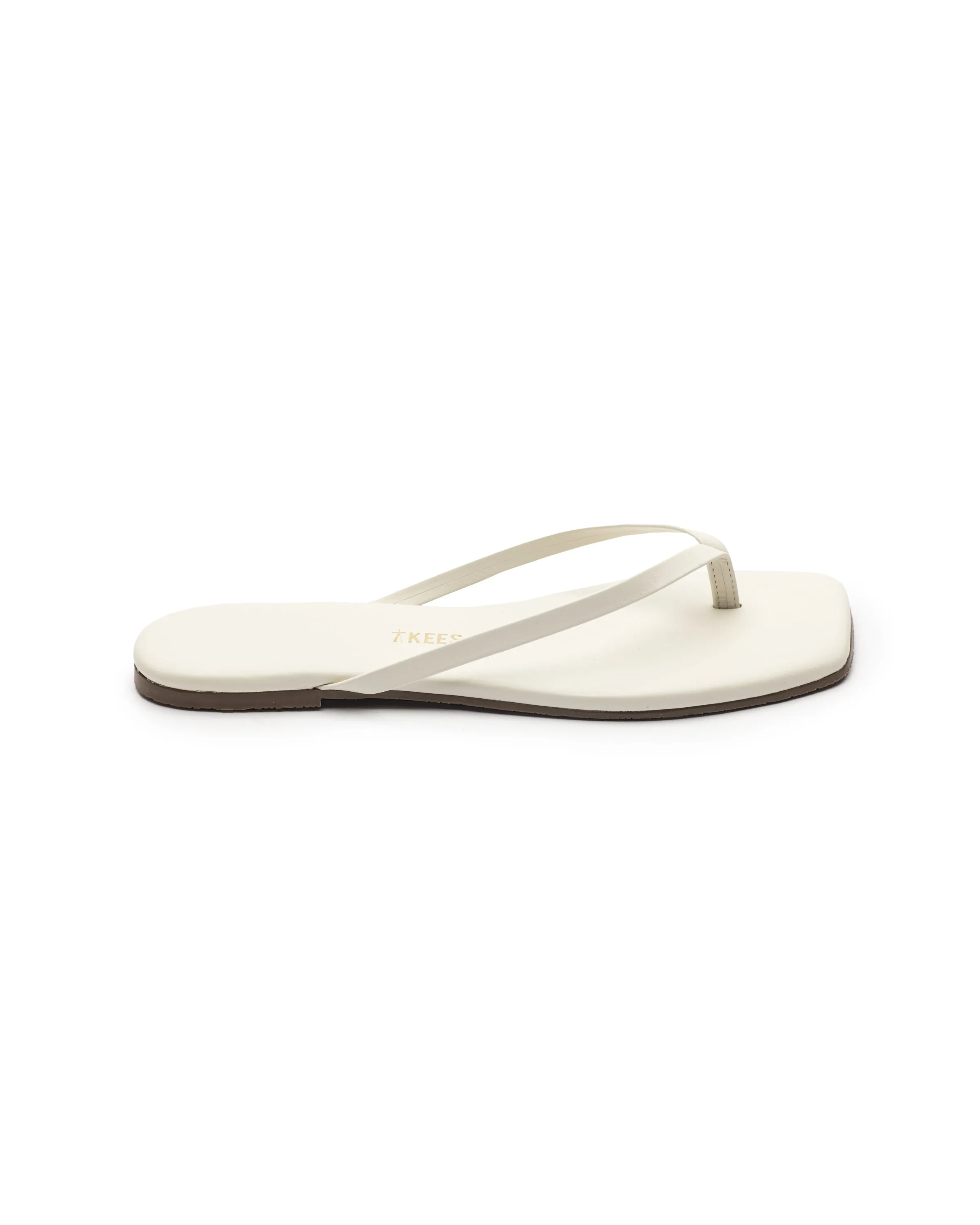 Tkees LILY square flip-flops from brazilian leather in Cream
