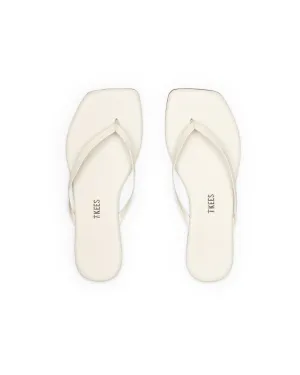 Tkees LILY square flip-flops from brazilian leather in Cream