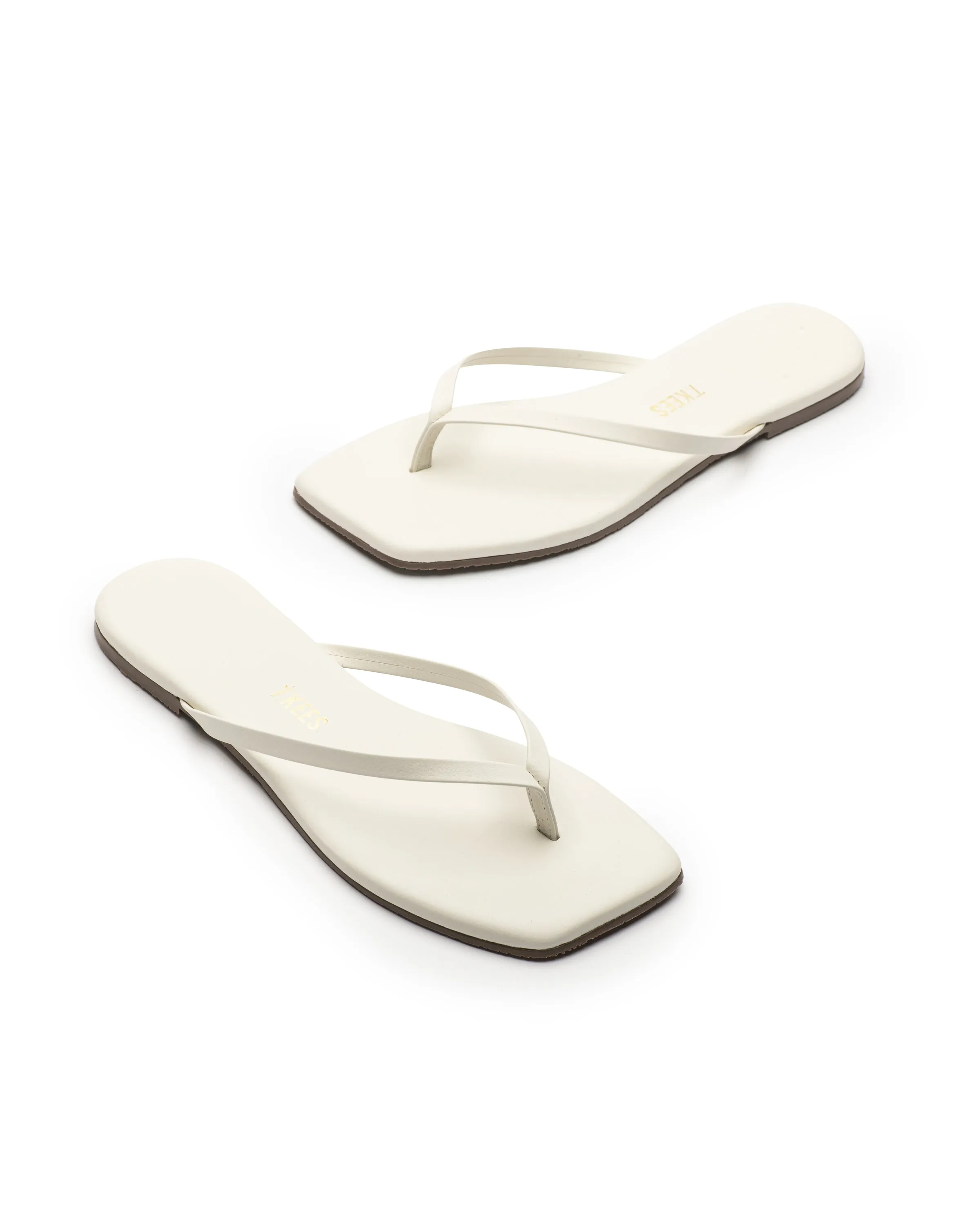 Tkees LILY square flip-flops from brazilian leather in Cream