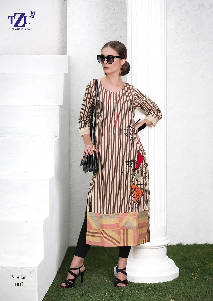 TZU Lifestyle Presents Popular Cotton Casual Wear Kurtis Collection