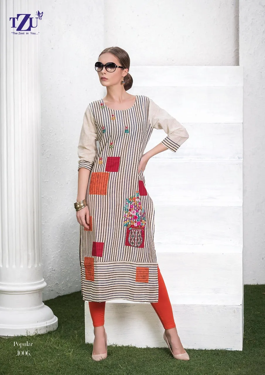 TZU Lifestyle Presents Popular Cotton Casual Wear Kurtis Collection